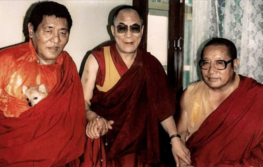 From left to right-Khenpo Jigme Phuntsok, His Holiness the Dalai Lama and Penor Rinpoche, third head of the Nyingma school of Tibetan Buddhism and 11th throne-holder of Palyul lineage