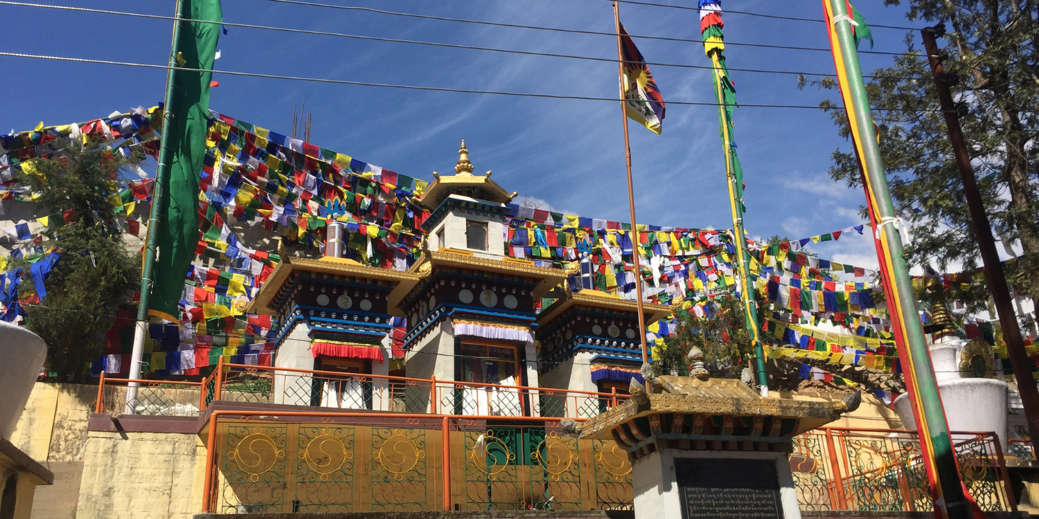 Prayer flags flying near the Dalai Lama’s temple in Dharamsala, India