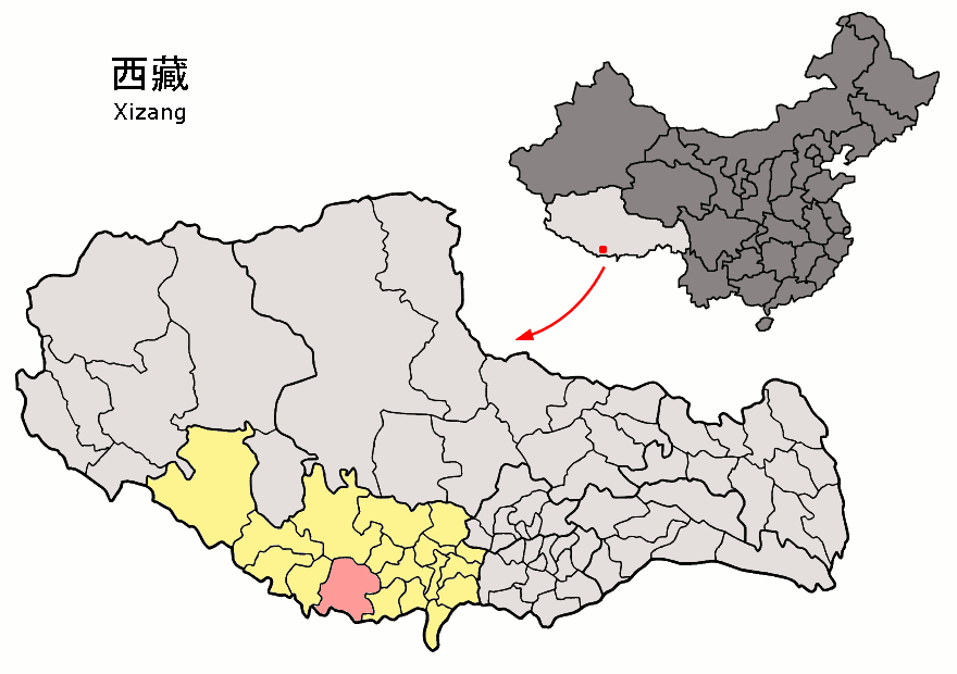 Location of Tingri County in the so-called Tibet Autonomous Region