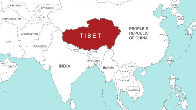 Map of Tibet in Asia