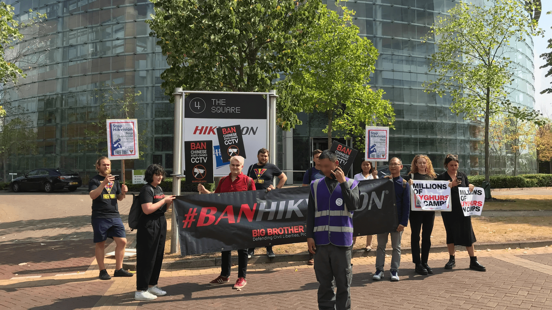 Free Tibet and allies protest outside Hikvision HQ in August