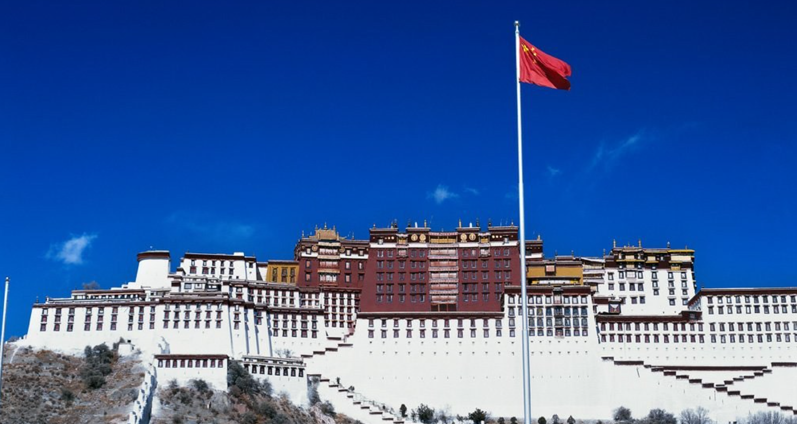 A Chinese flag outside the Potala Palace